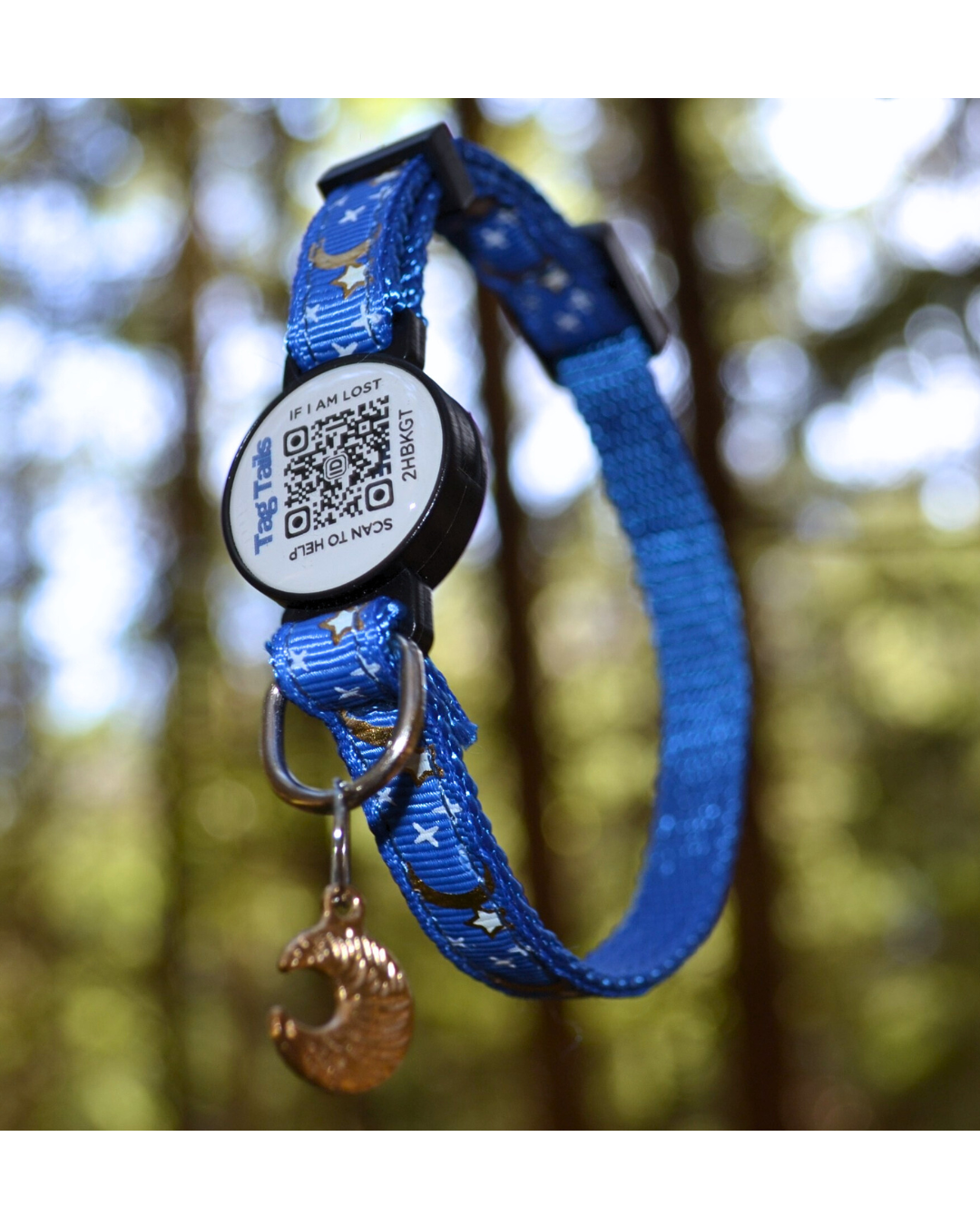 Luna Blå Reflex - Katt Halsband med Inbyggd QR